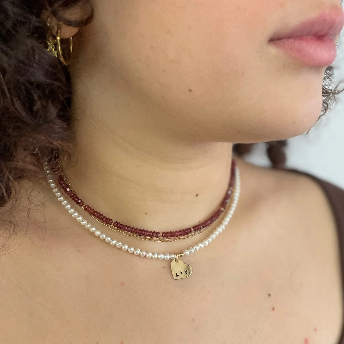 Pearl Heart Choker Necklace