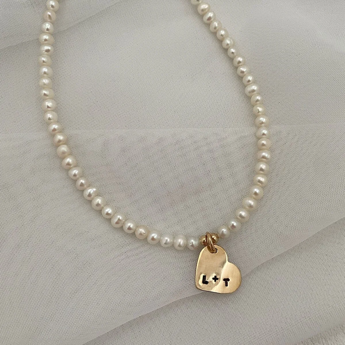 Pearl Heart Choker Necklace