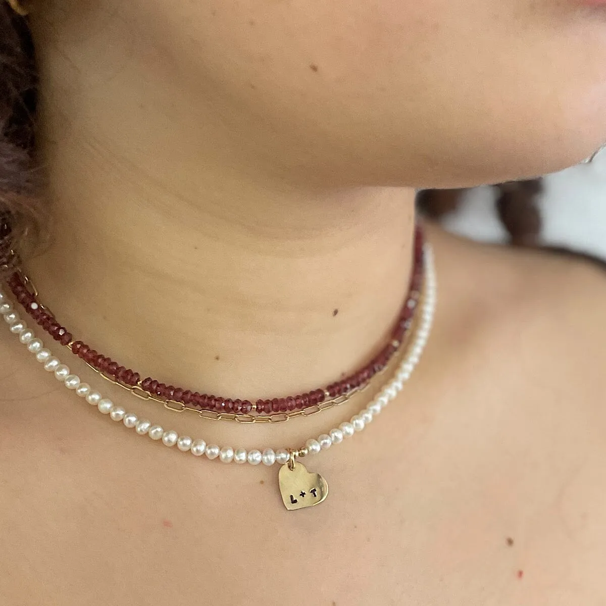 Pearl Heart Choker Necklace