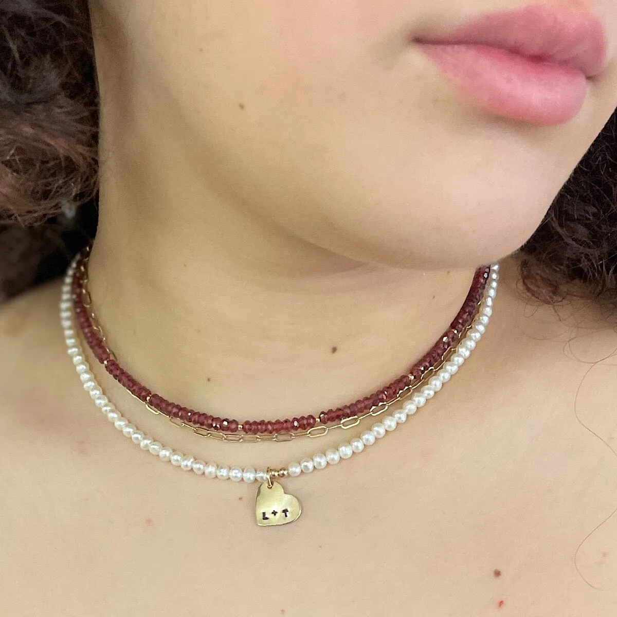 Pearl Heart Choker Necklace