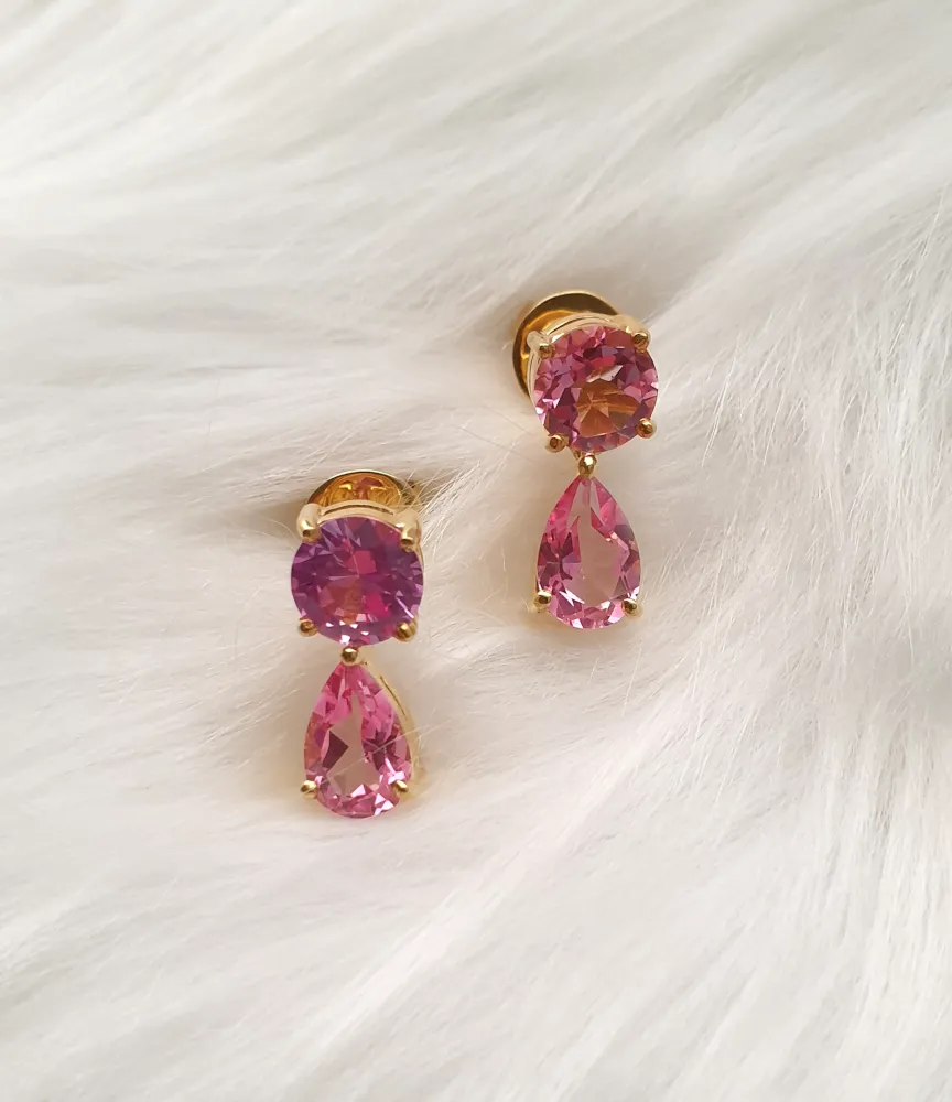 Pink Topaz Detachable Separates Earrings