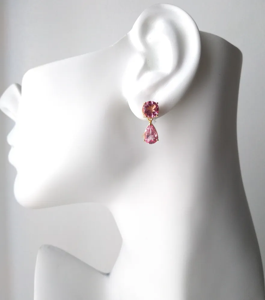 Pink Topaz Detachable Separates Earrings