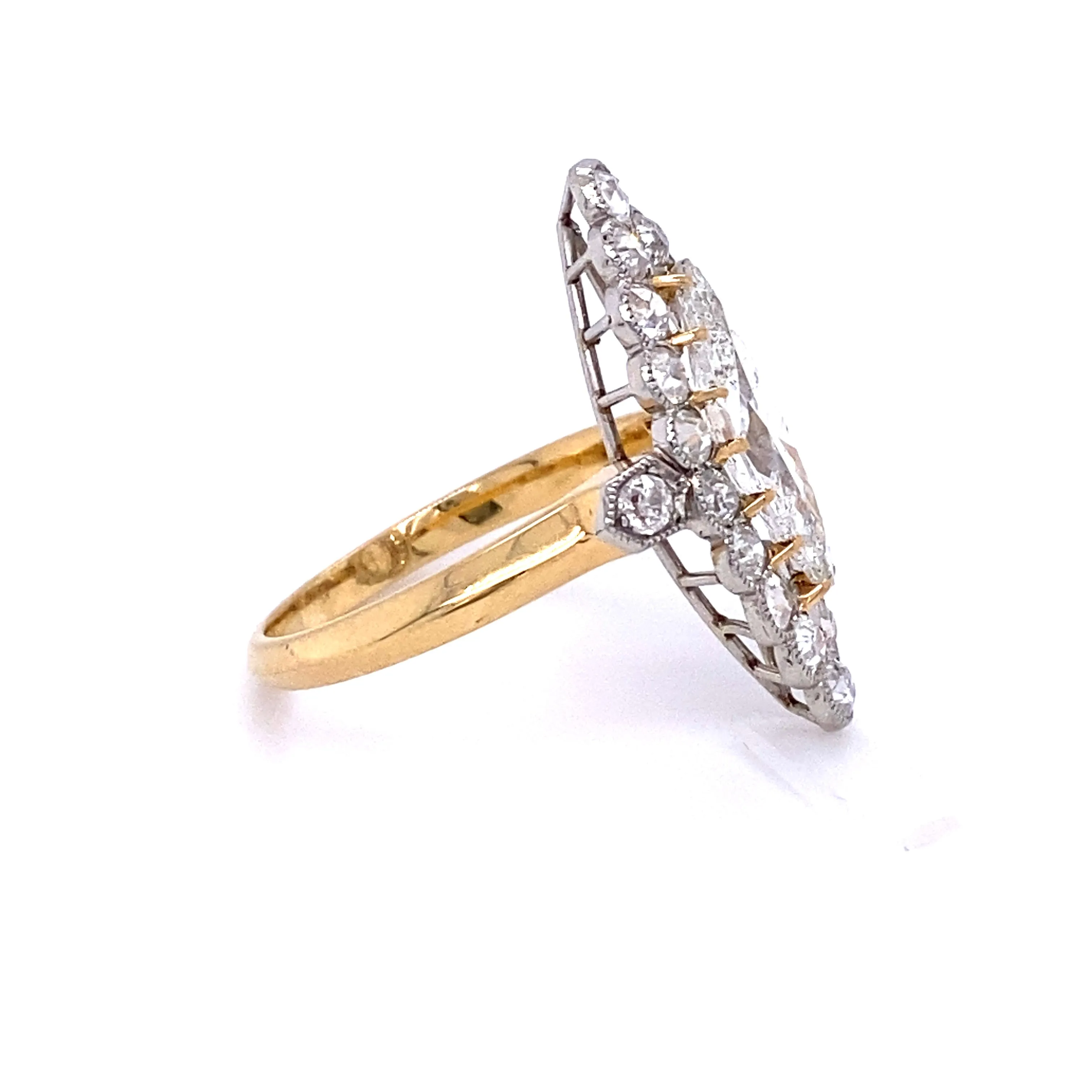 Platinum & 18KY Marquise Diamond Navette Ring