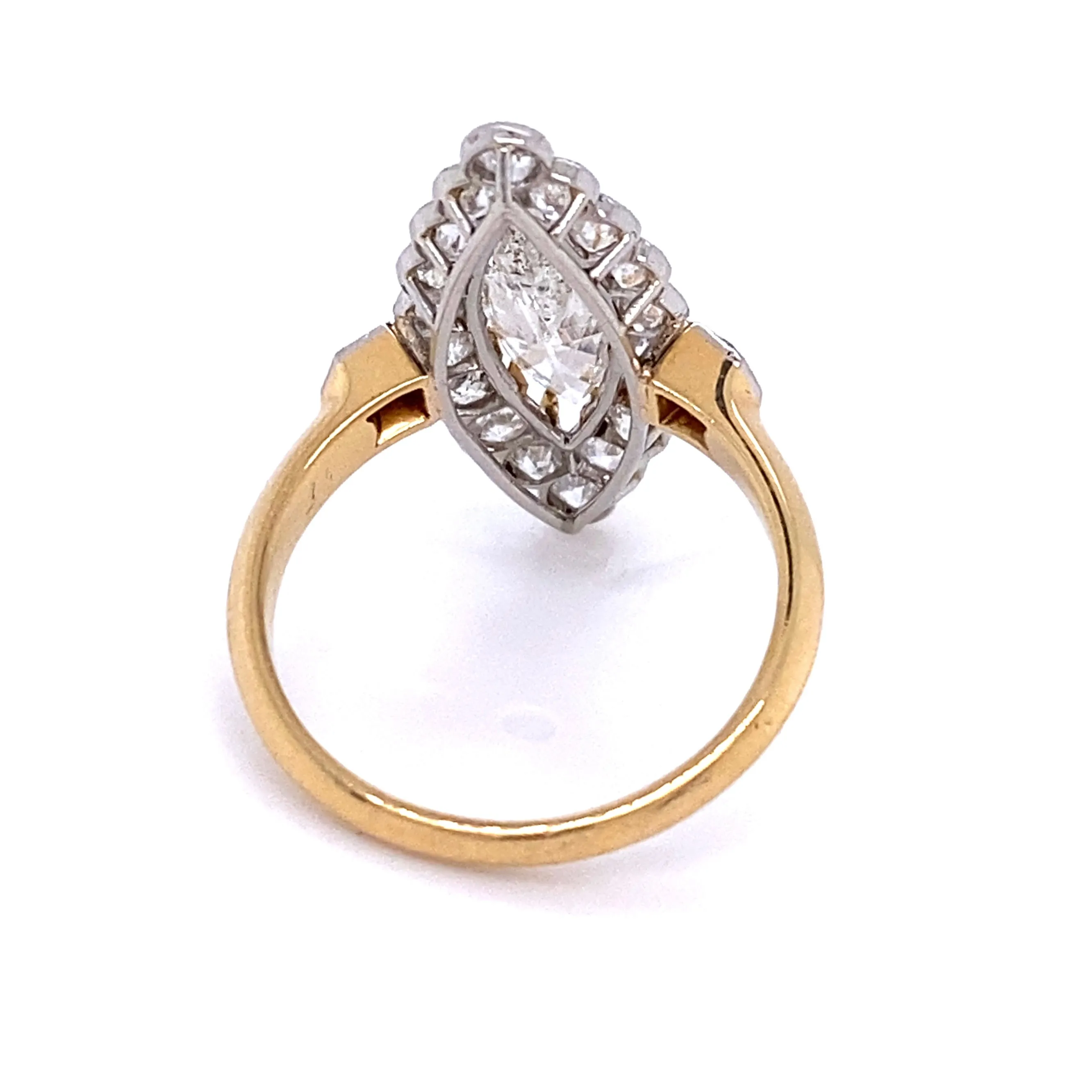 Platinum & 18KY Marquise Diamond Navette Ring