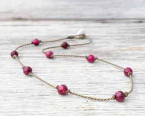 Princess Necklace-0487-Pink Tiger's Eye Petite