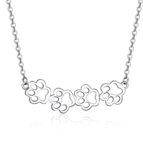 Puppy Pawprint 925 Sterling Silver Long Chain Link Fashion Pendant Necklace