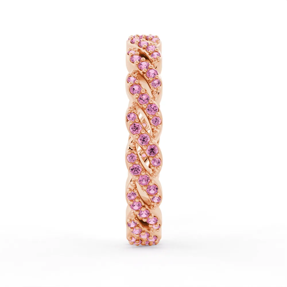 "Infinite Hope" Pink Sapphire Ribbon Eternity Band