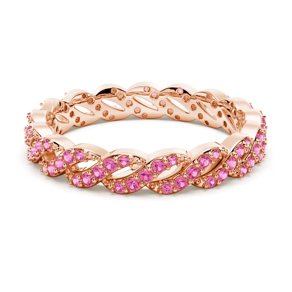 "Infinite Hope" Pink Sapphire Ribbon Eternity Band