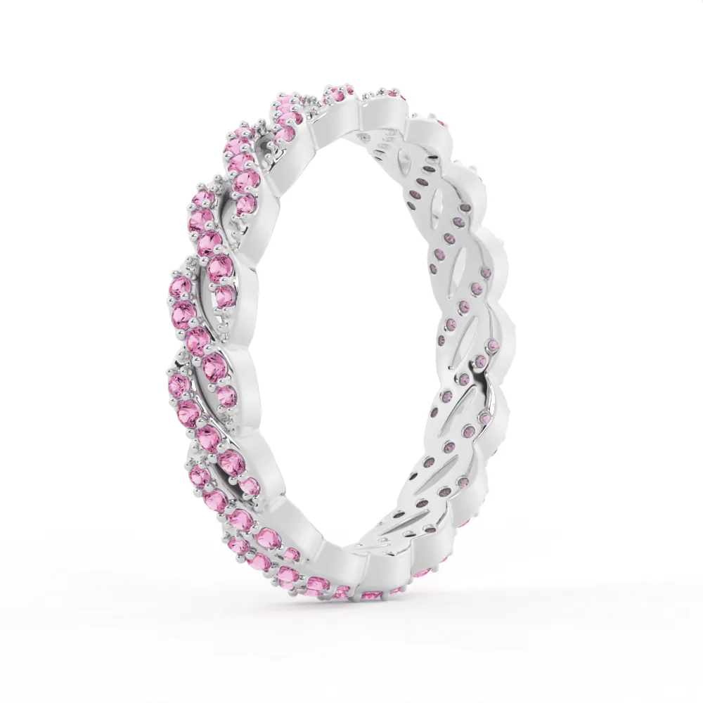 "Infinite Hope" Pink Sapphire Ribbon Eternity Band