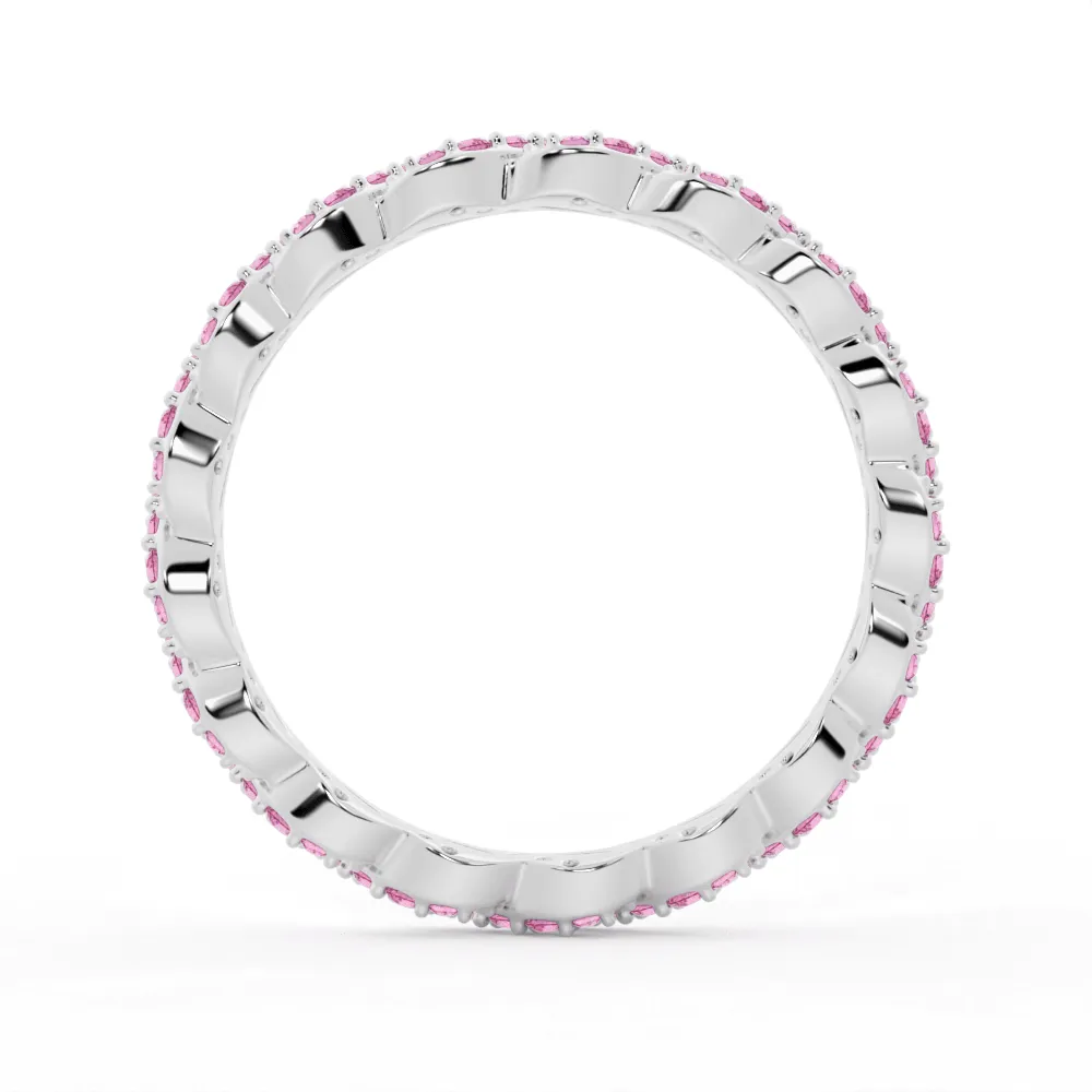 "Infinite Hope" Pink Sapphire Ribbon Eternity Band