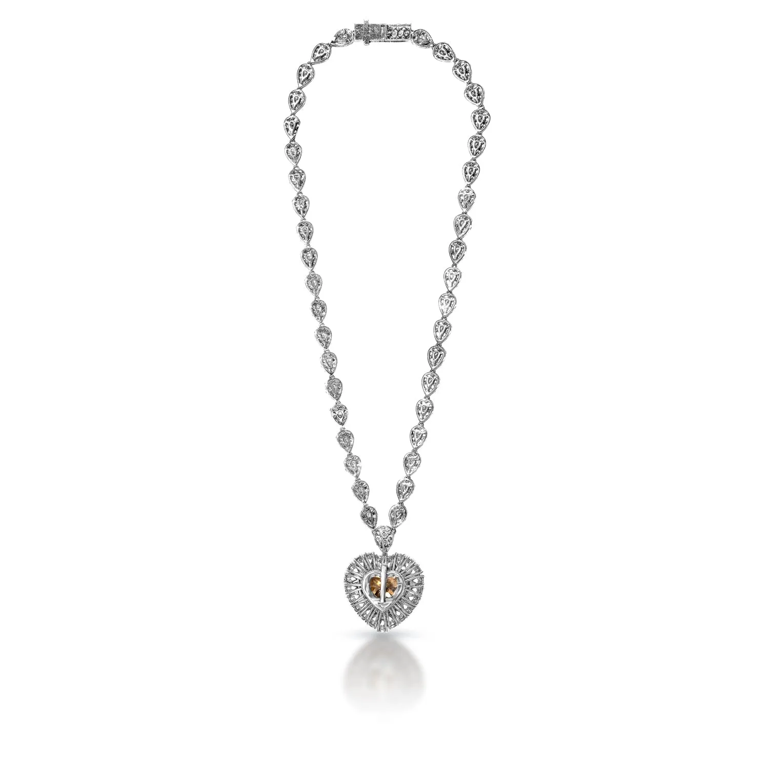 Remy 50 Carat Brown Heart Necklace Brilliant Diamond Pendant Necklace in 14k White Gold