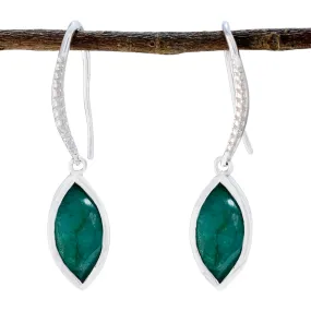 Riyo Foxy 925 Sterling Silver Earring For Sister Indian Emerald Earring Bezel Setting Green Earring Dangle Earring