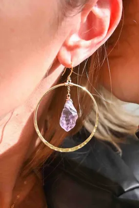 Rock Your Goddess Amethyst Gold Hoops