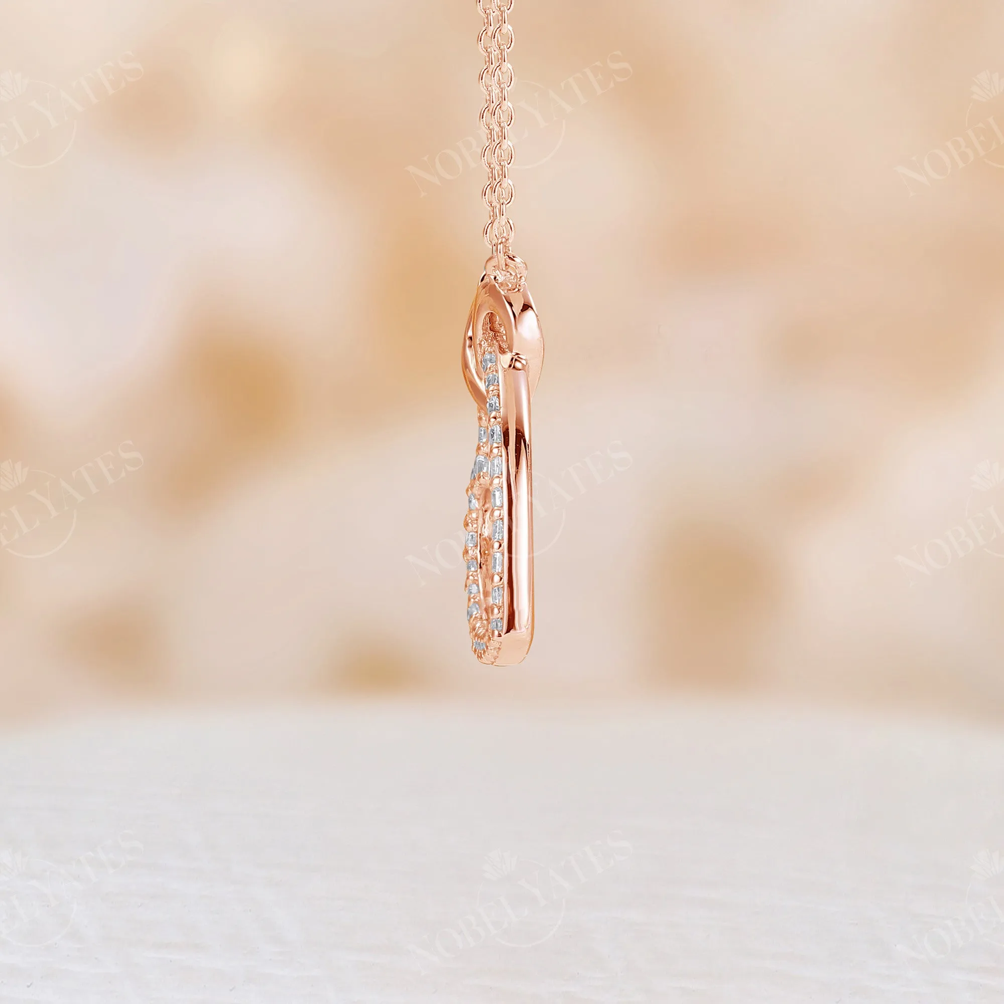 Romantic Heart Shape Pendant Moissanite Necklace Rose Gold