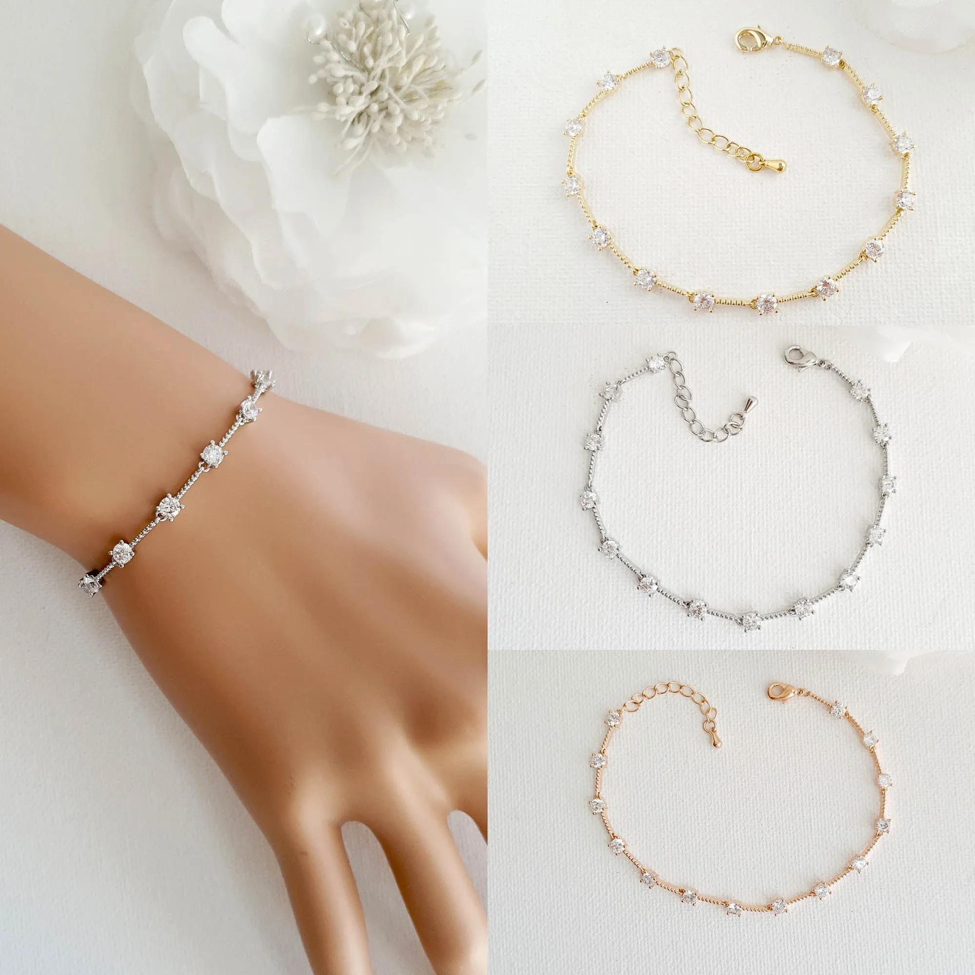 Rose Gold Pearl Drop Necklace Set-Ginger