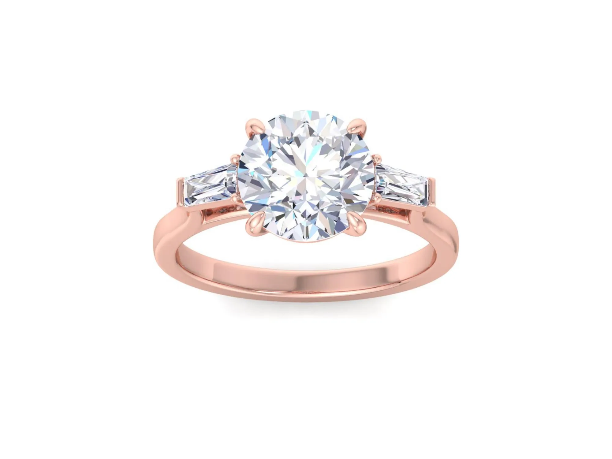 Round Cut Three Stone Lab Grown Diamond Ring