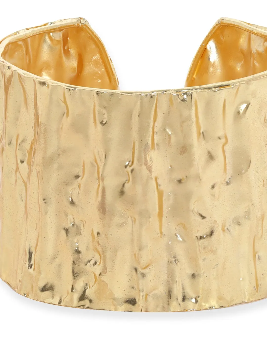 Rubans 18K Gold Plated Hammered Textured Handcrafted Free Size Bracelet