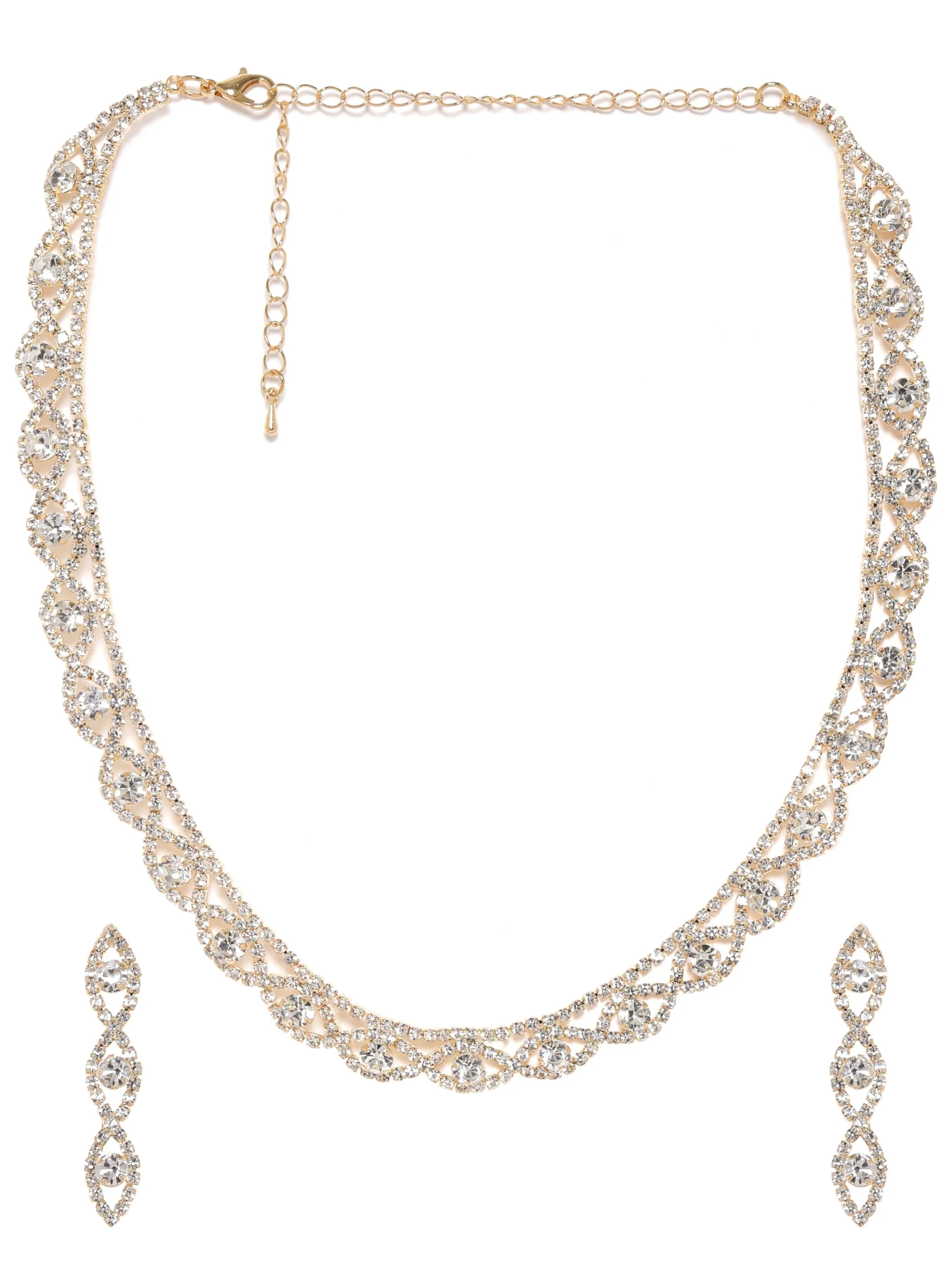 Rubans Gleaming Elegance Gold-Tone Zircon Jewellery Set