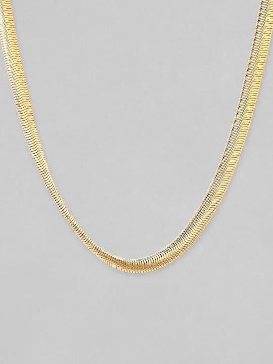 Rubans Voguish Gold Toned Stainless Steel Flat Snake Chain