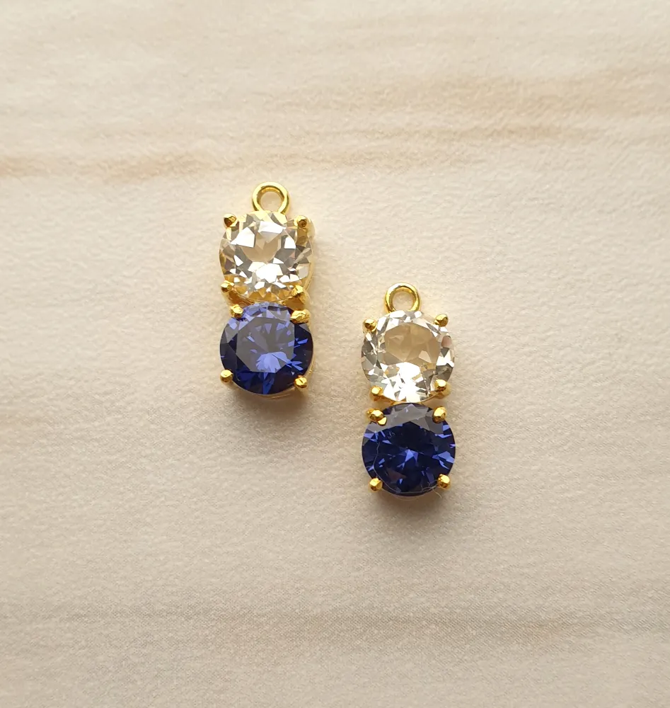 Ruby, White Topaz and Blue Sapphire Detachable Separates Earrings