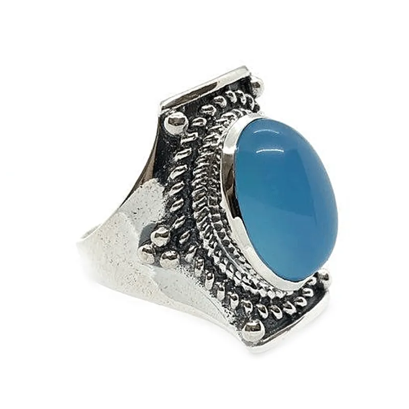 Saddle Chalcedony Bohemian Ring