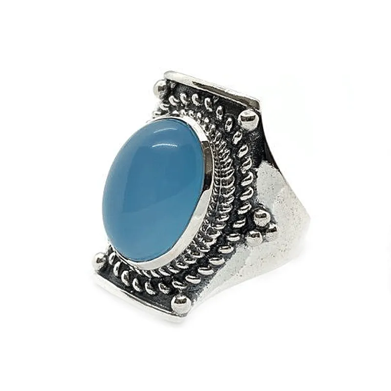 Saddle Chalcedony Bohemian Ring