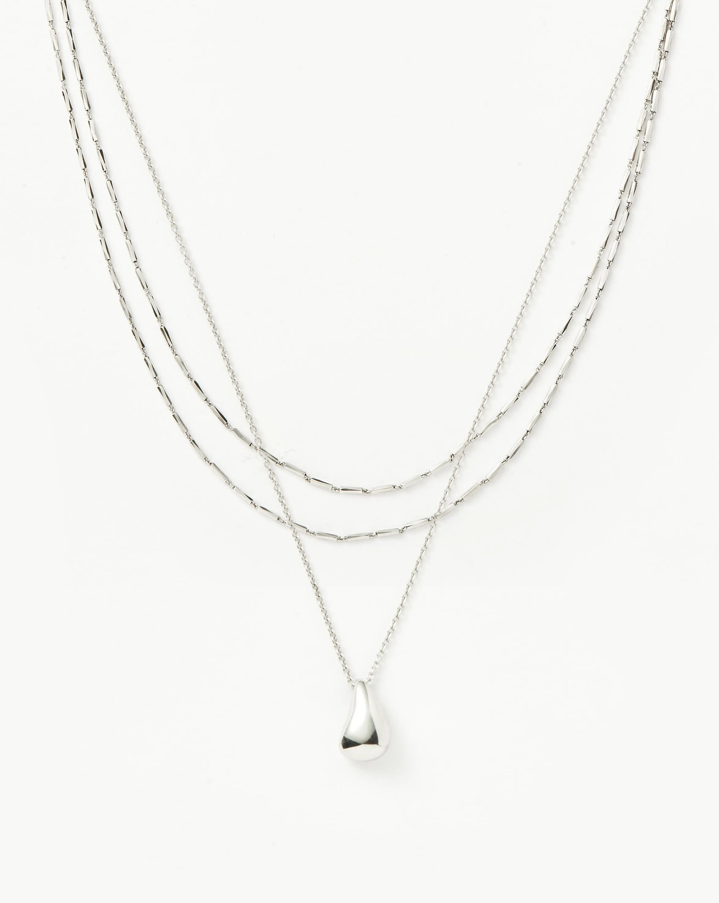 Savi Droplet & Double Chain Necklace Set