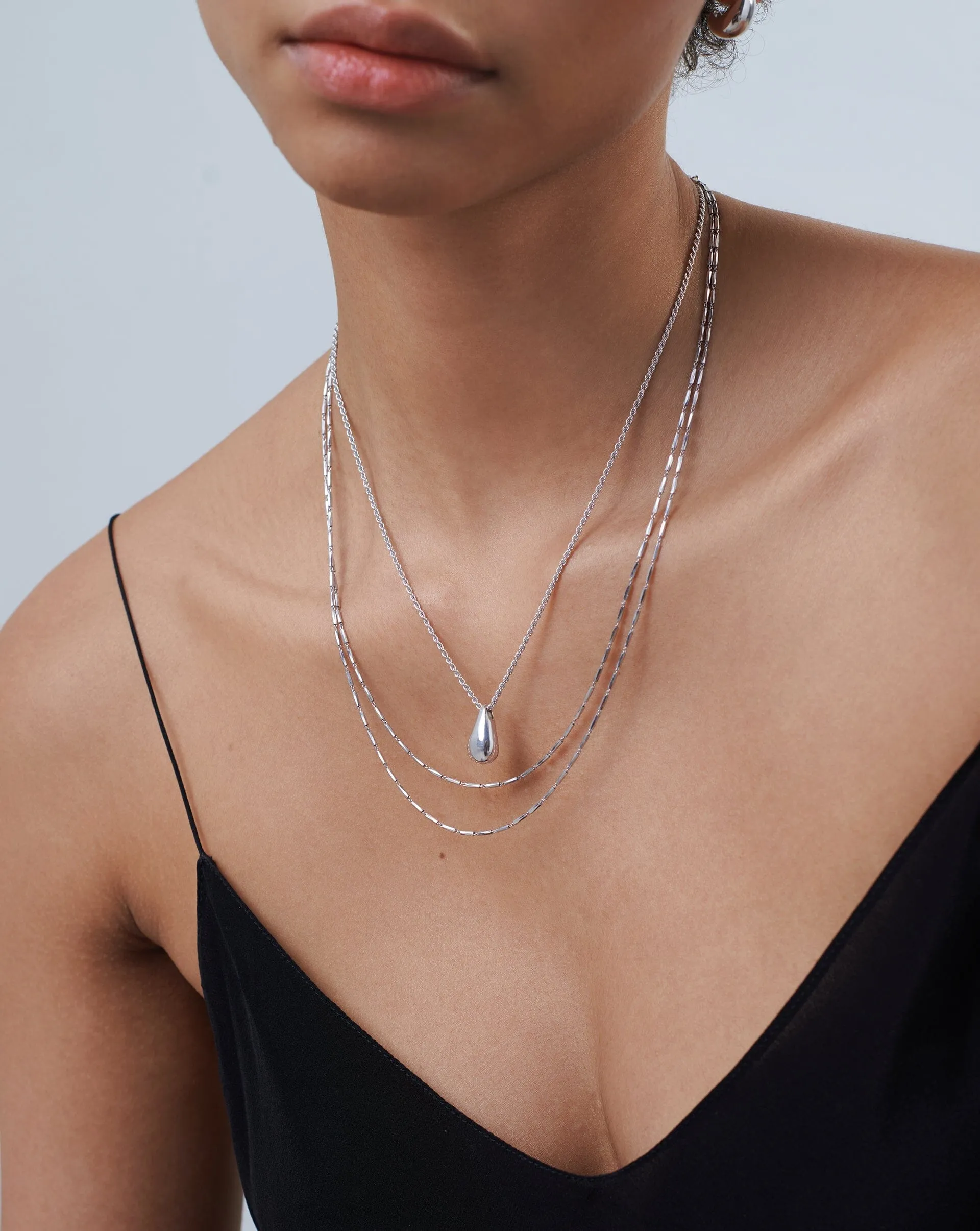 Savi Droplet & Double Chain Necklace Set