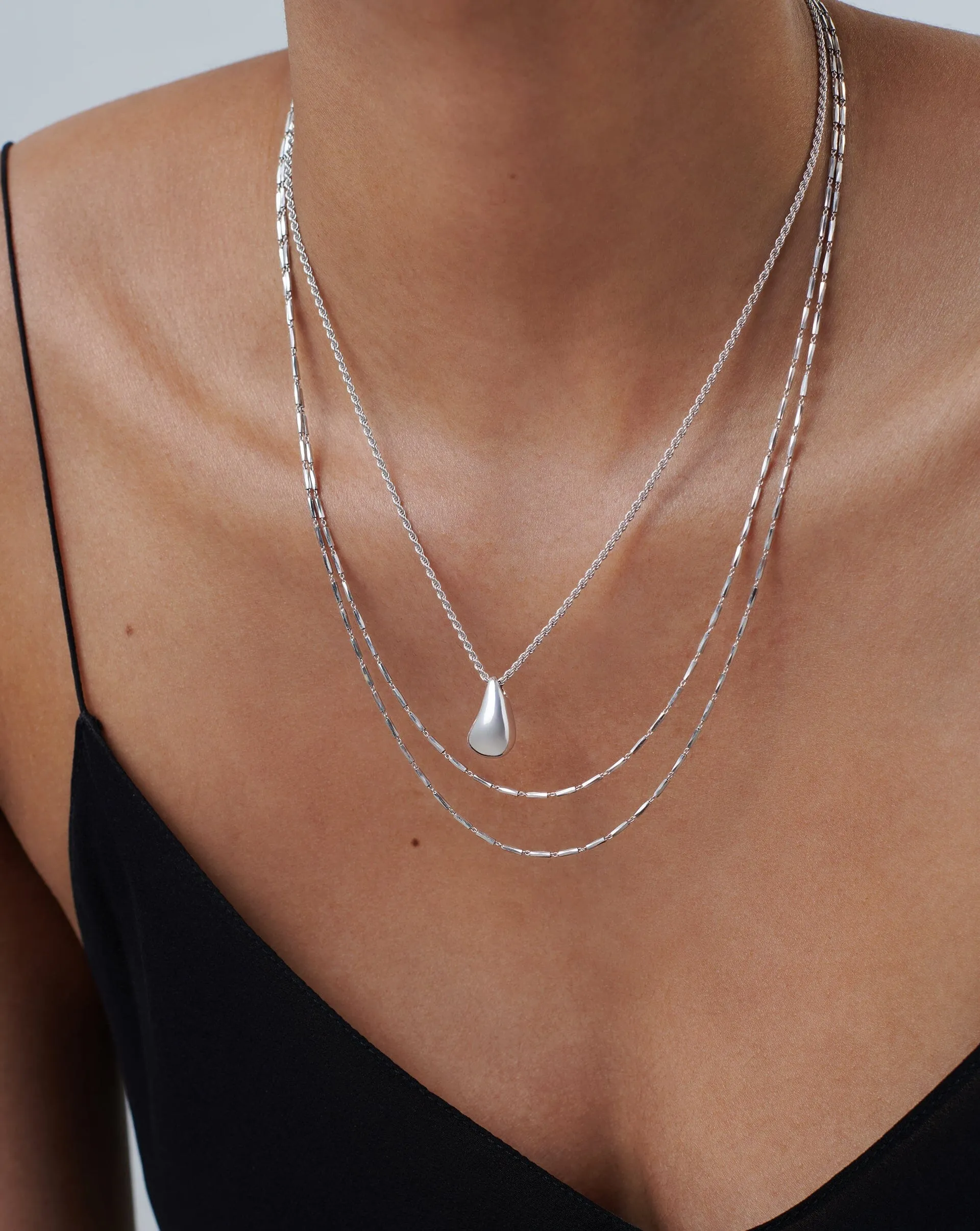 Savi Droplet & Double Chain Necklace Set