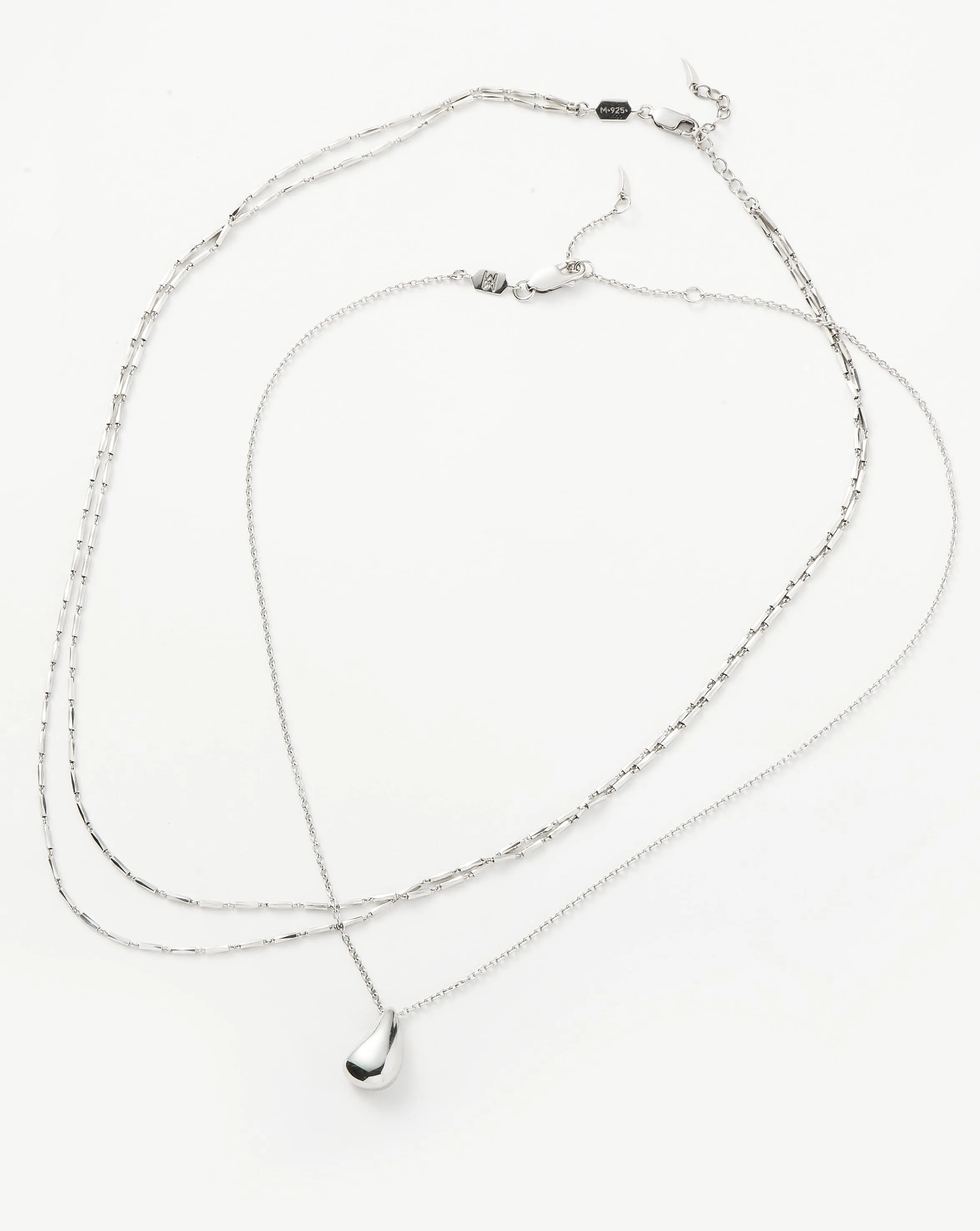 Savi Droplet & Double Chain Necklace Set