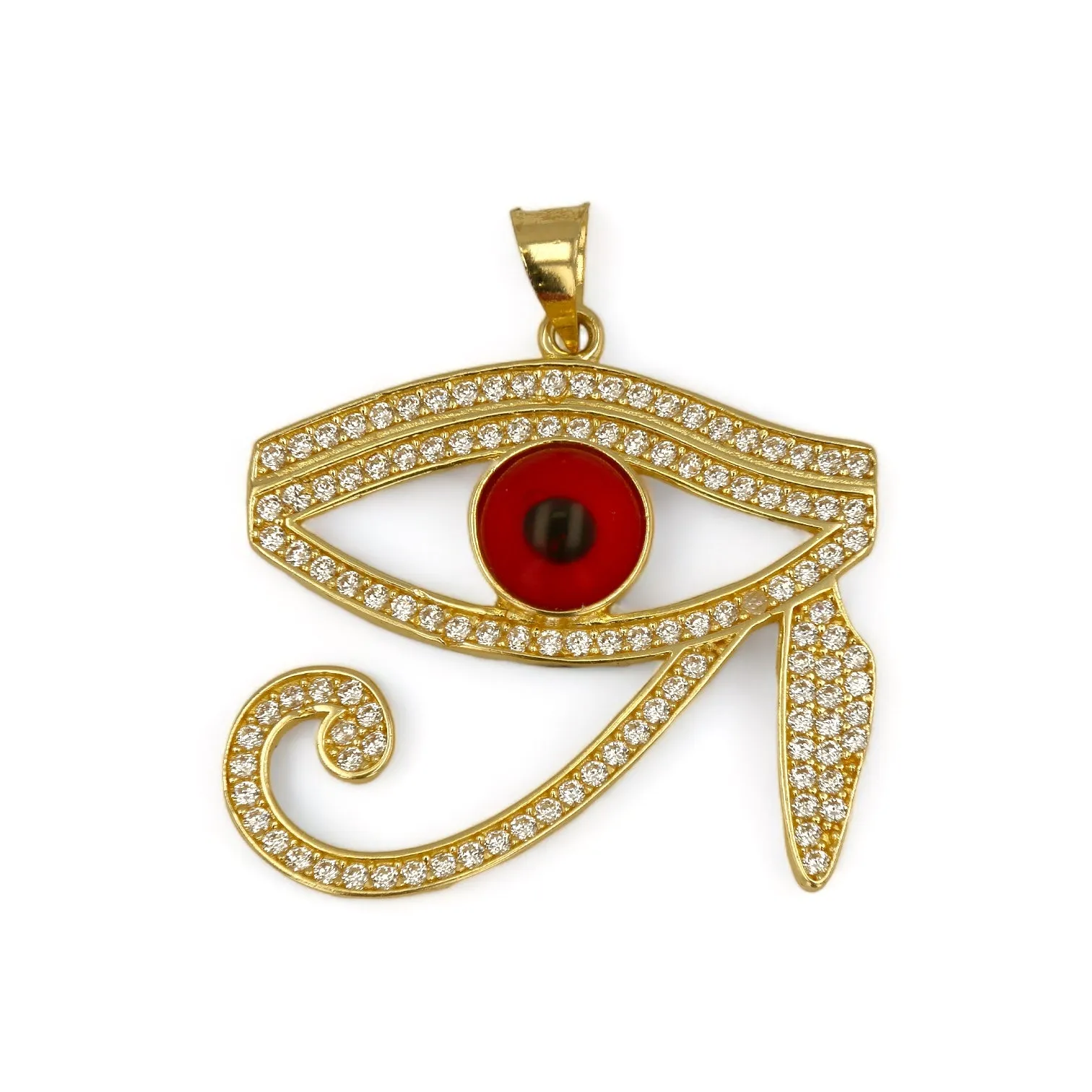 Set 14k yellow gold Venetian chain red eye of horus pendant-227091-227127