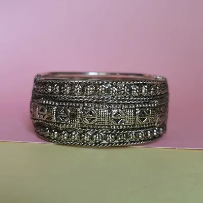 Silver Oxidised Bangle Kada For women