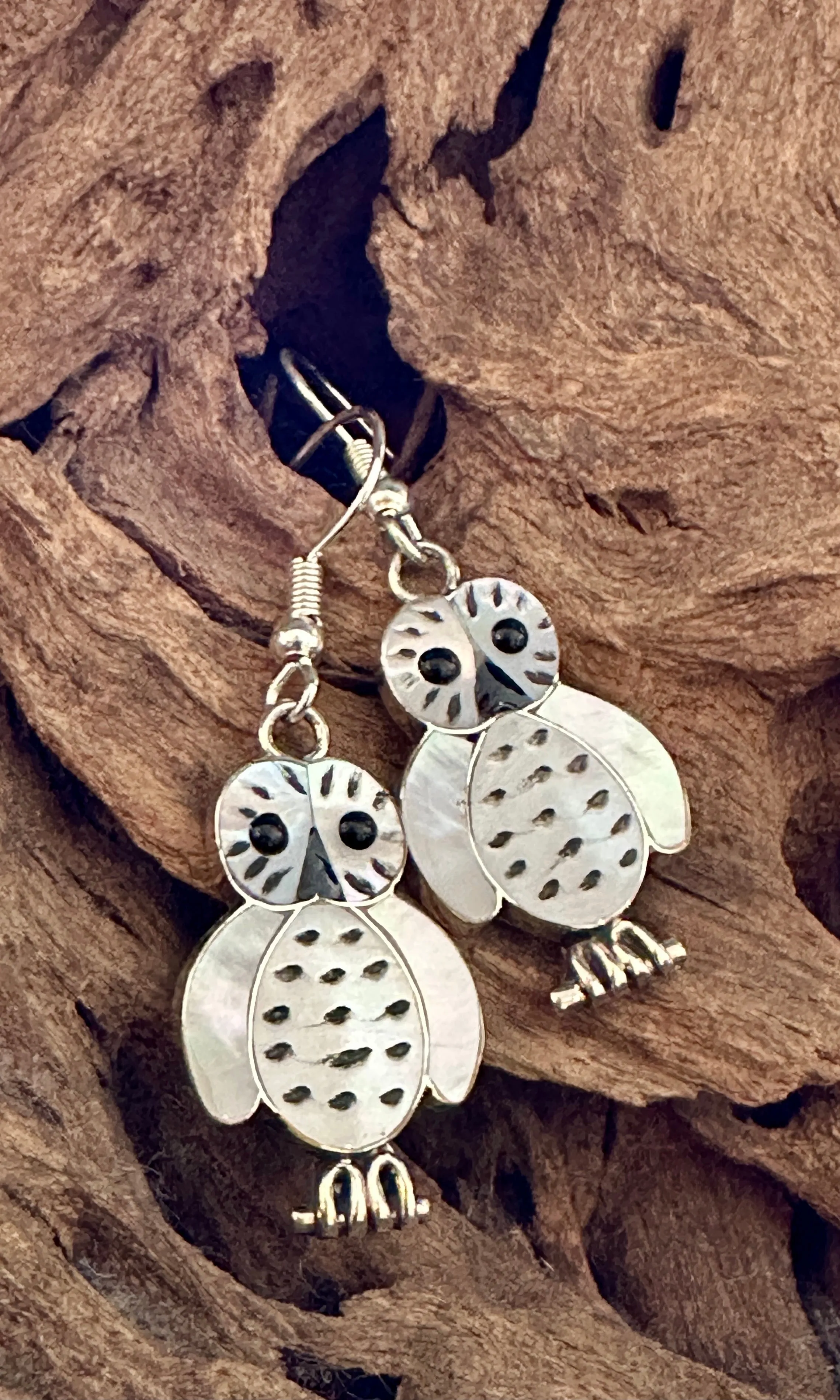 SNOWY OWL Regina Kallestewa Zuni  Silver Earrings