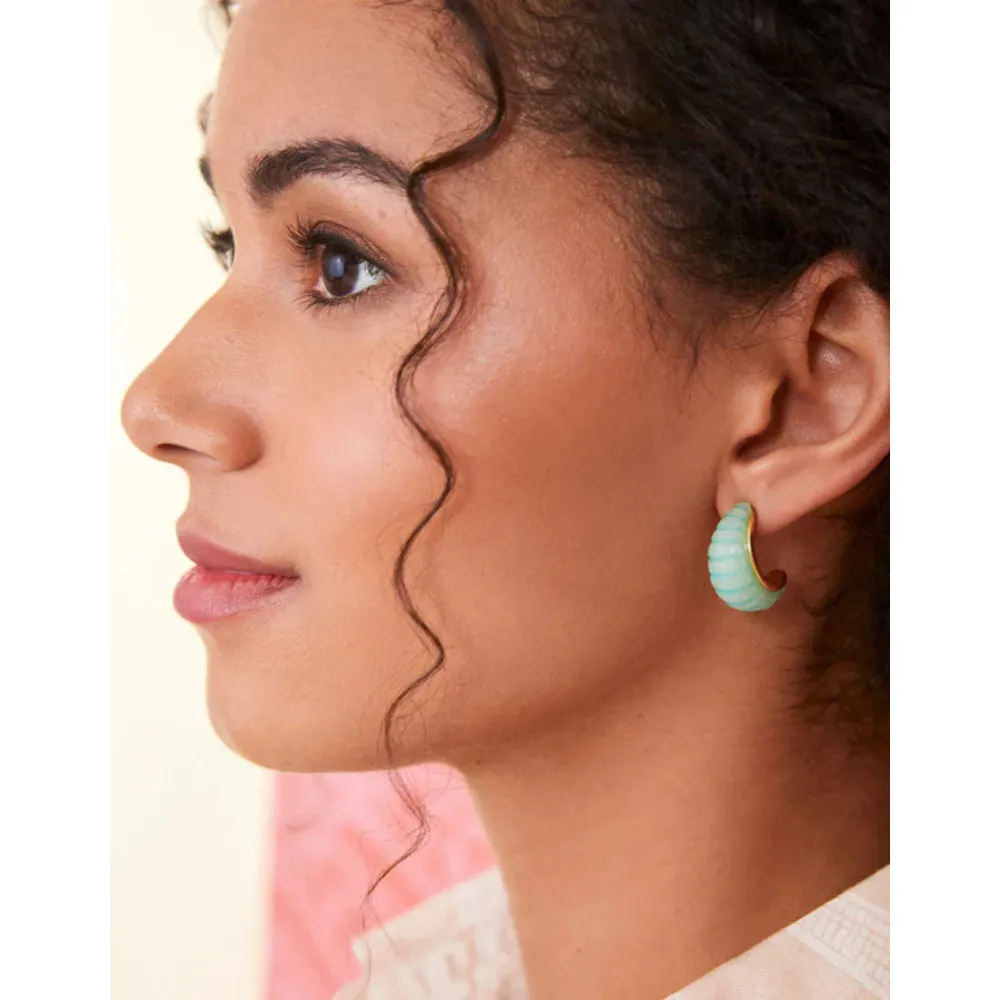 Spartina Carved Hoop Earrings - Jade