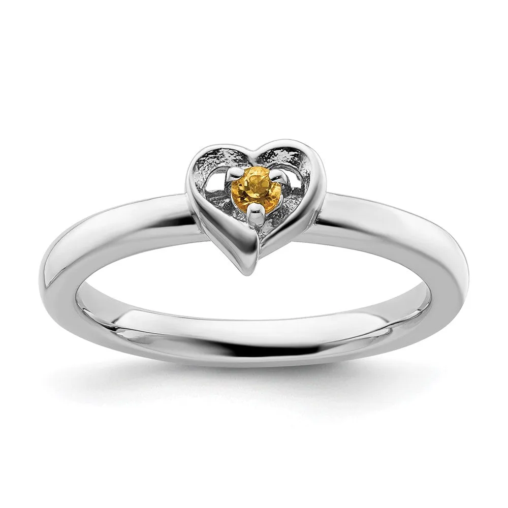 Stackable Expressions Citrine Heart Ring in Sterling Silver