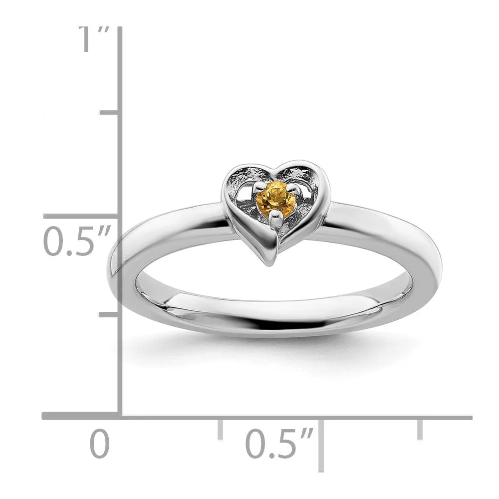 Stackable Expressions Citrine Heart Ring in Sterling Silver