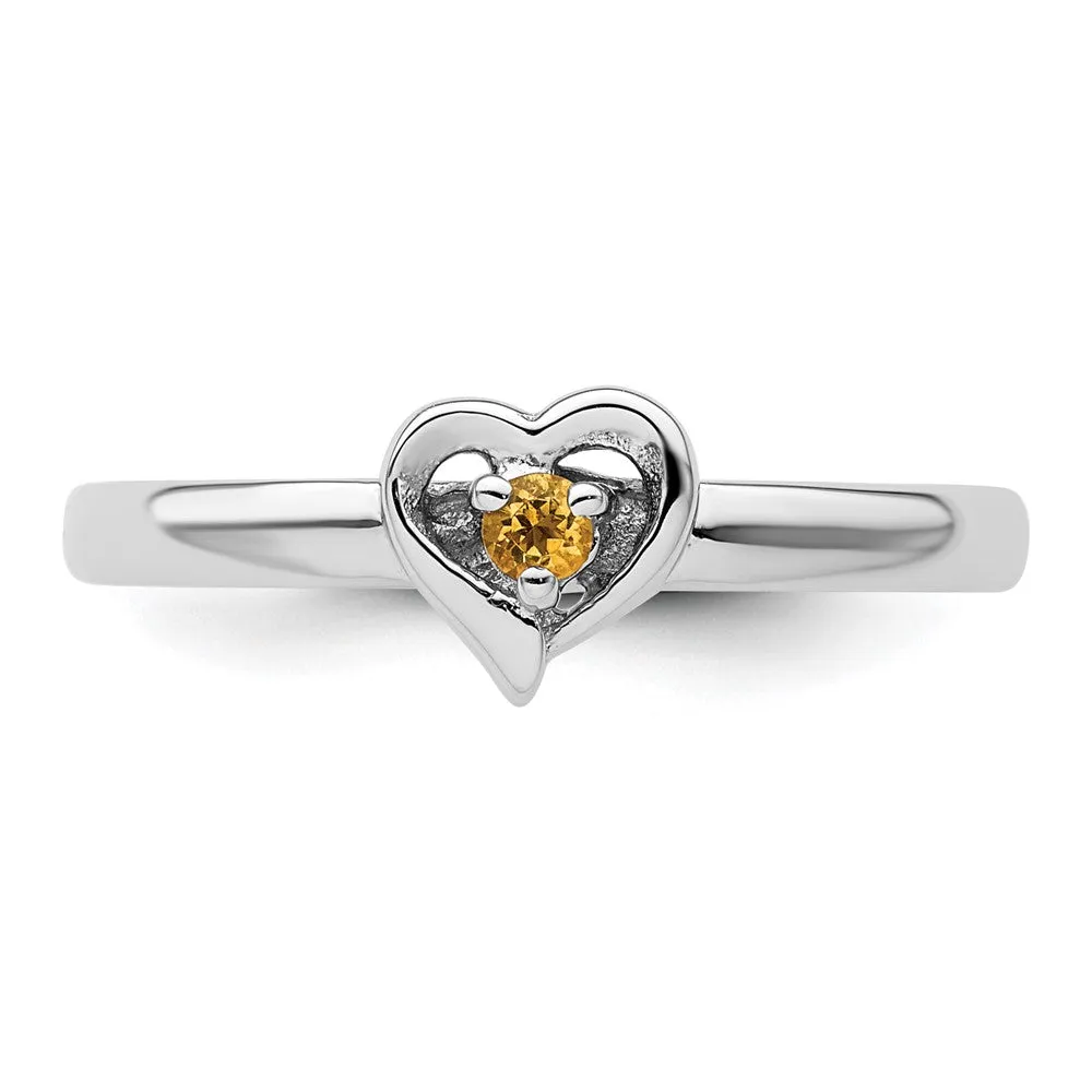 Stackable Expressions Citrine Heart Ring in Sterling Silver