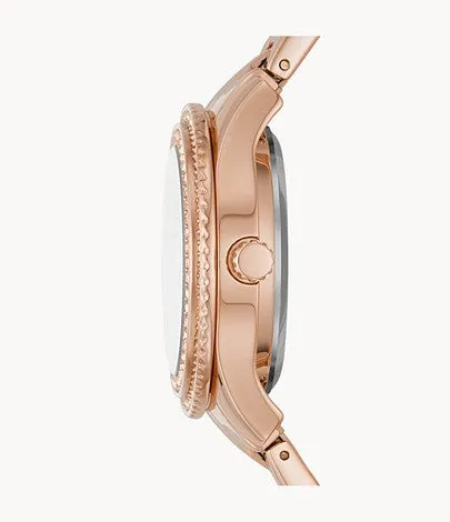 Stella Automatic Stainless Steel Watch, Rose Gold | FOSSIL