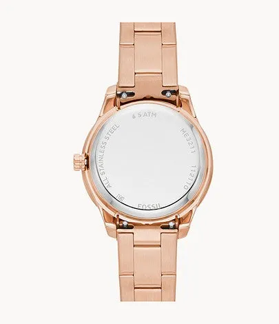 Stella Automatic Stainless Steel Watch, Rose Gold | FOSSIL