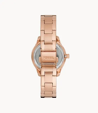 Stella Automatic Stainless Steel Watch, Rose Gold | FOSSIL