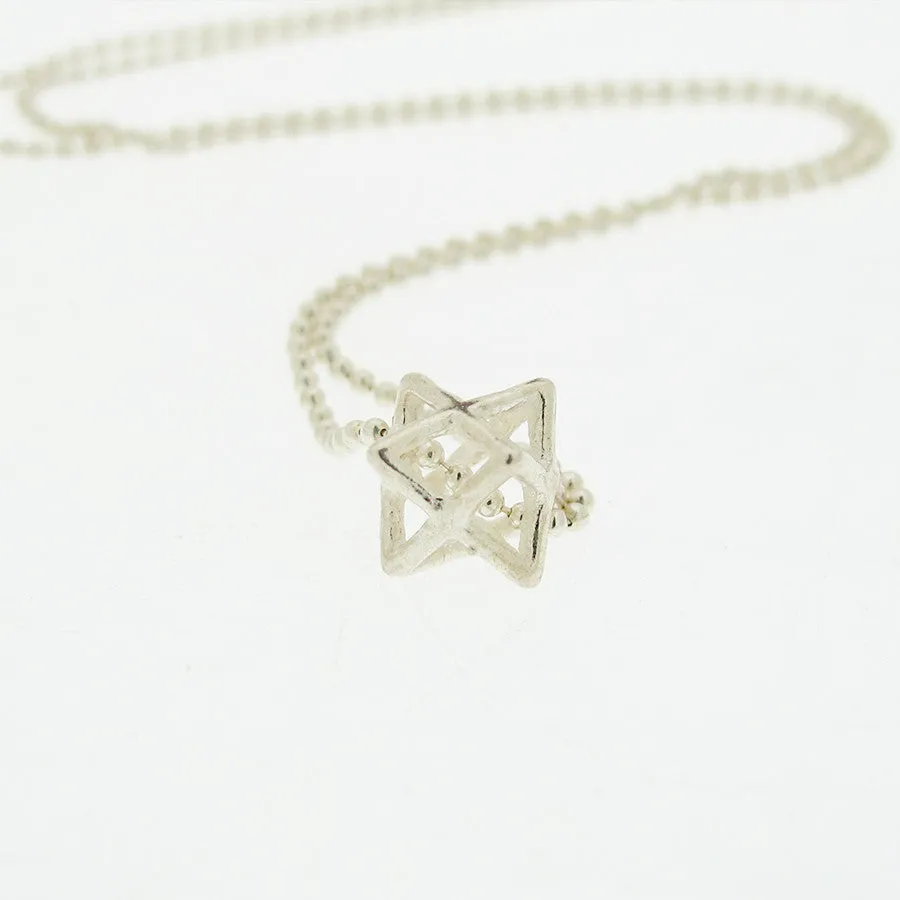 Sterling Silver 3d Star of David Pendant Necklace