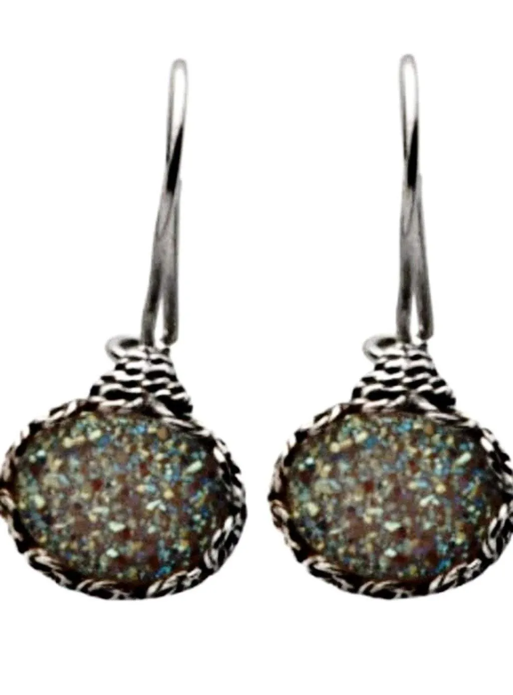 Sterling silver Druze Earrings Dangling Designer Israeli jewelry