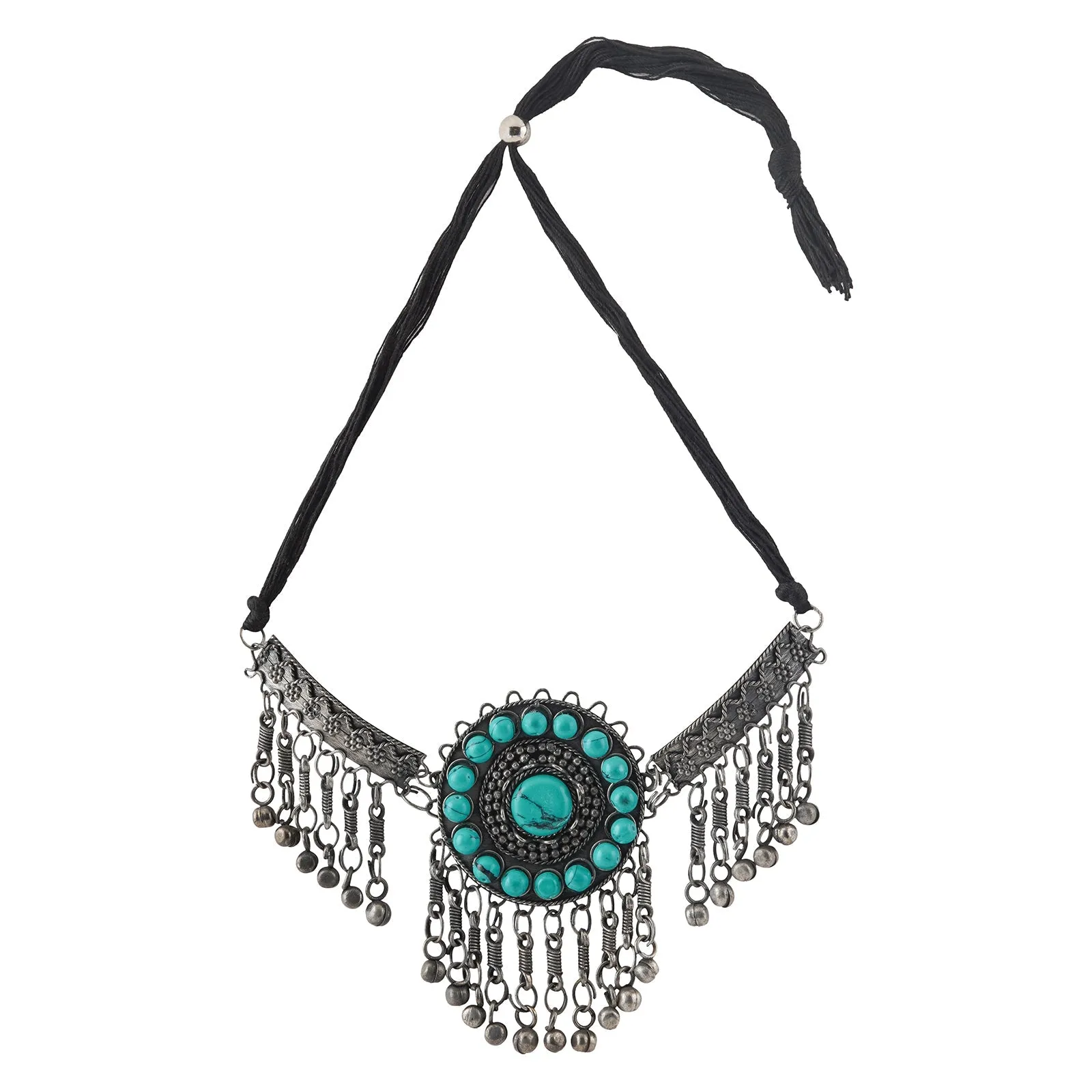 Teejh Garin Blue Stone Silver Oxidised Necklace