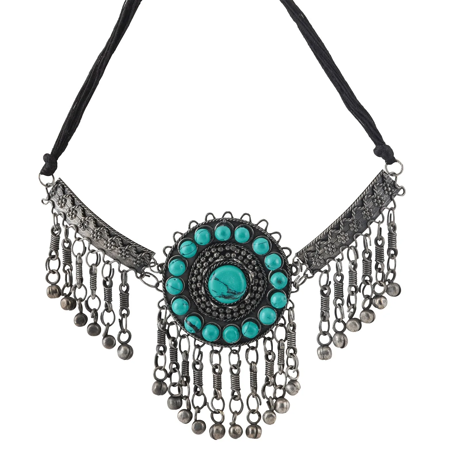 Teejh Garin Blue Stone Silver Oxidised Necklace