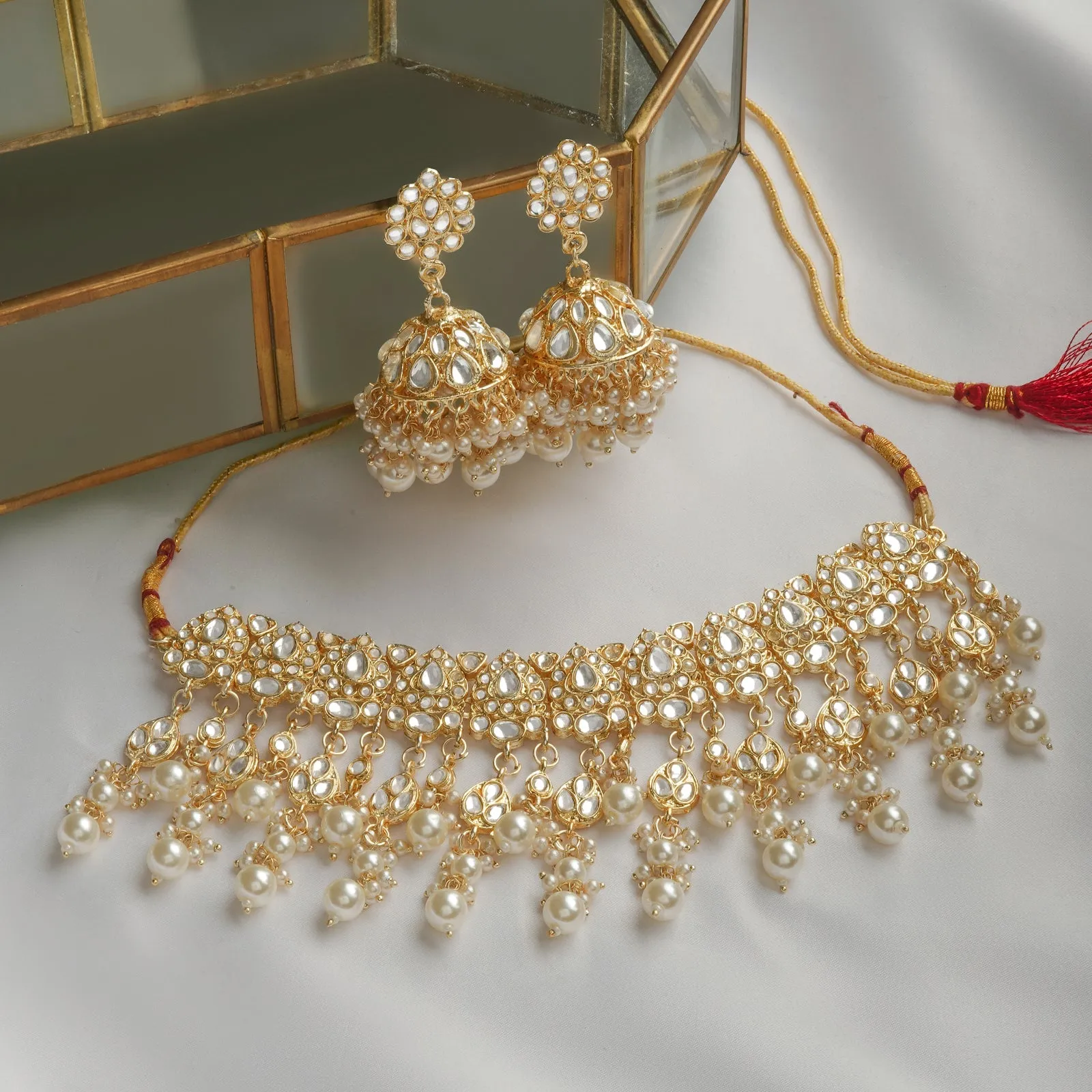 Teejh Kayraa Pearl and Polki Necklace Set