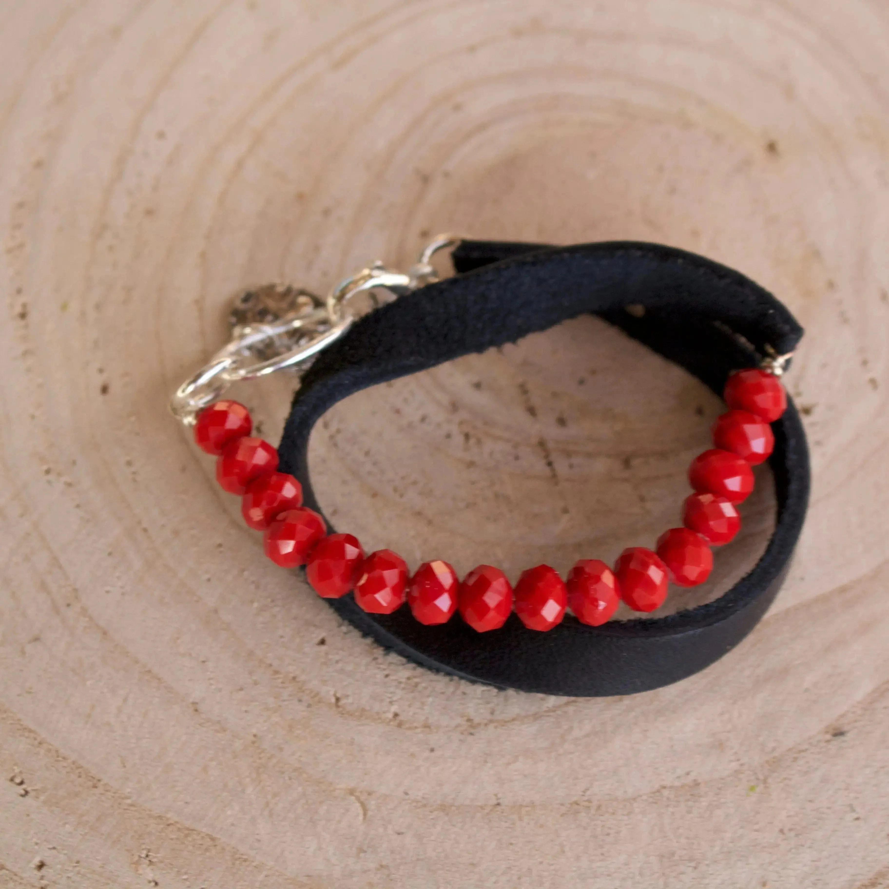 Teggin Leather and Gemstone Wrap Bracelet