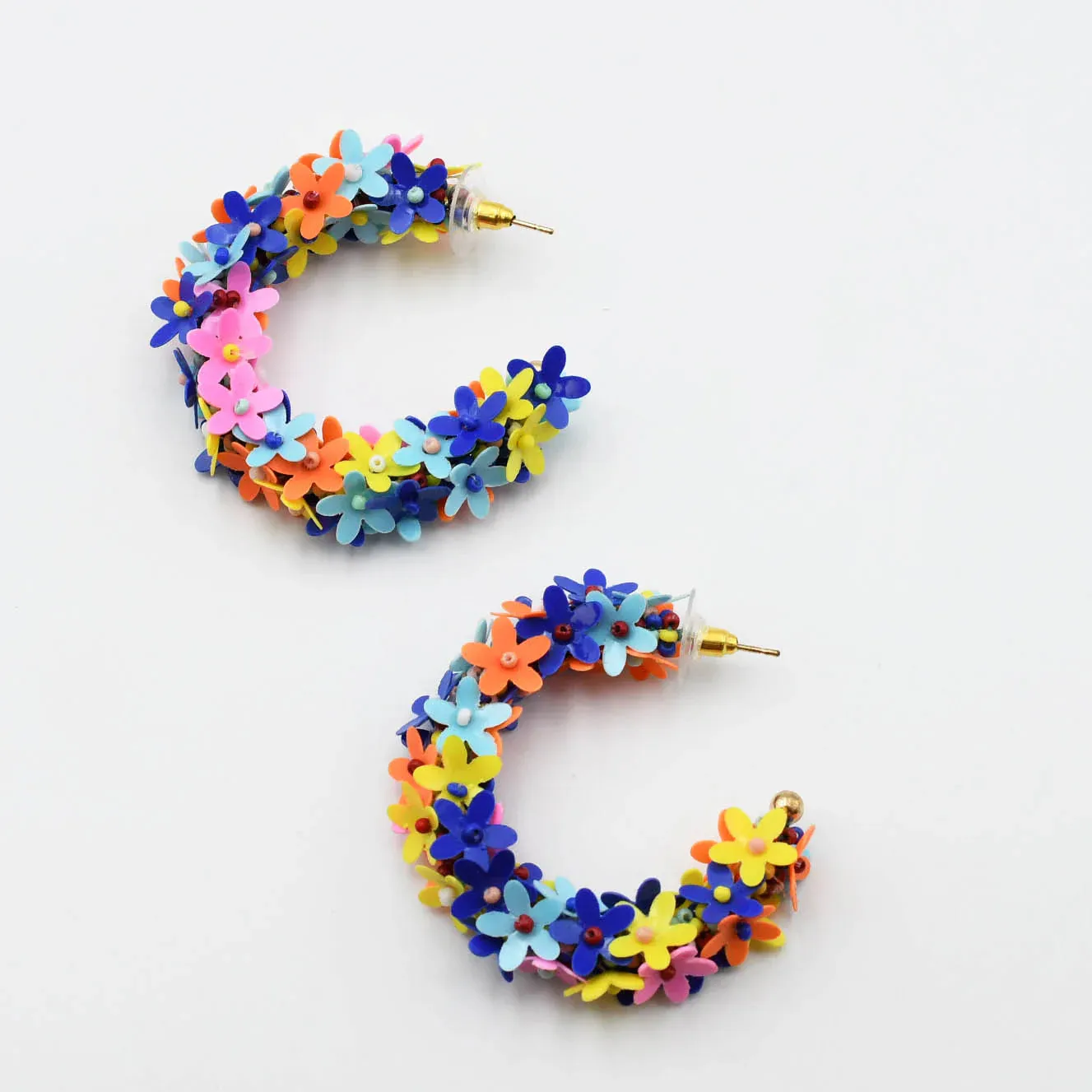 Treasure Jewels - Multi Floral Hoop Earrings  - PREORDER