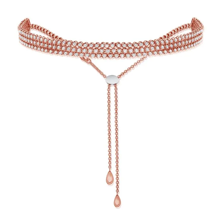 Triple Row Adjustable Bolo Diamond Tennis Choker