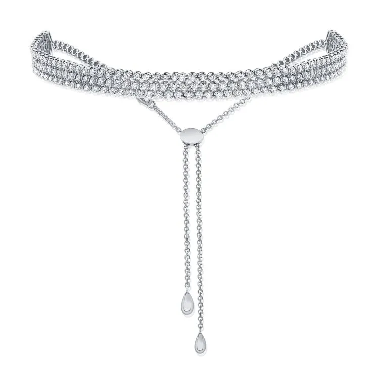 Triple Row Adjustable Bolo Diamond Tennis Choker