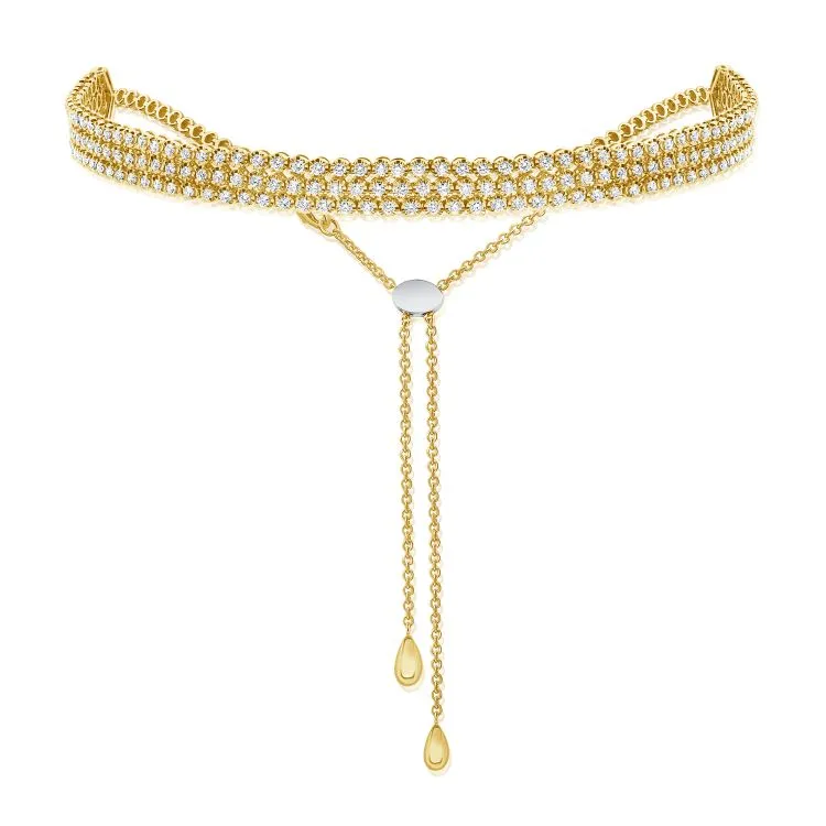 Triple Row Adjustable Bolo Diamond Tennis Choker